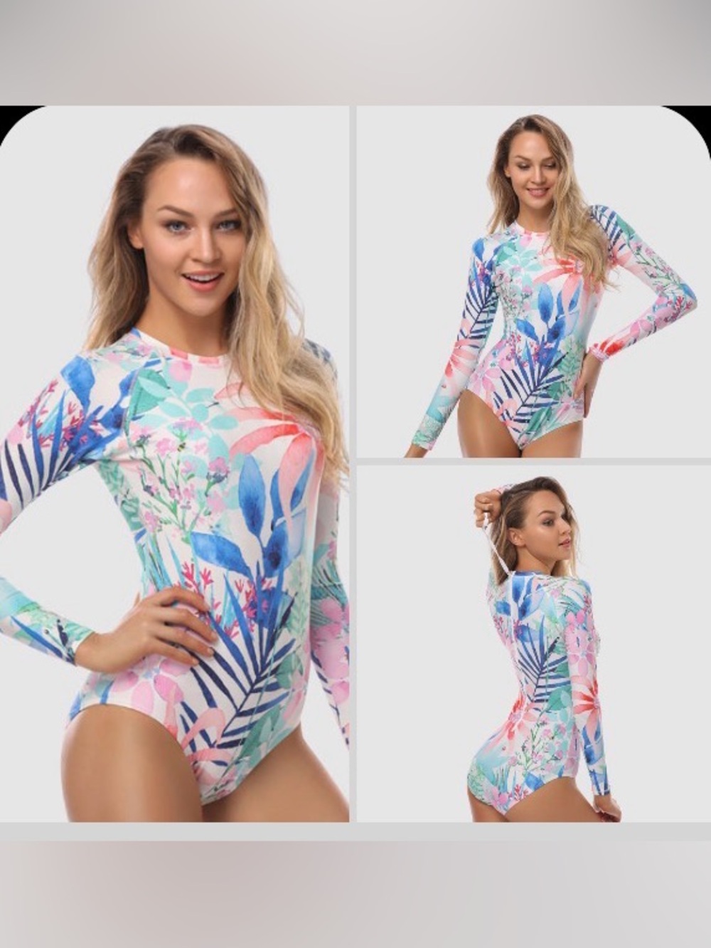AXESEA Bathing Suit Size 4 S Venus Long Sleeve One Piece Swimsuit Rainforest New